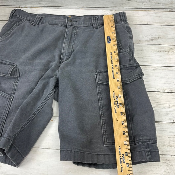 Carhartt Shorts Mens 34x10 Gray Canvas Work Cargo Carpenter Baggy - Picture 5 of 10